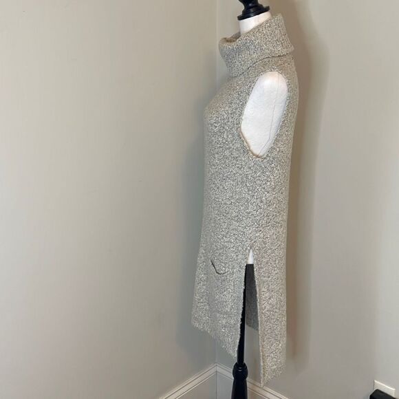 Alya Women's Tunic Sweater Sleeveless Turtleneck High Low Knitted Gray‎ Medium - Picture 2 of 9